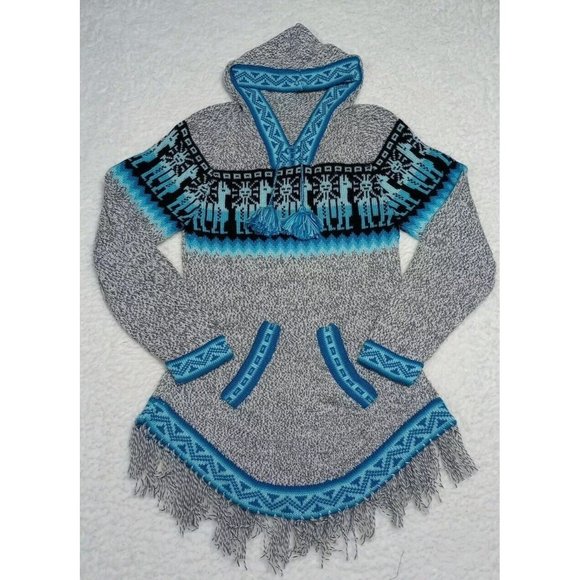 Ecologic Arts 100% Alpaca Wool Sweater Size Large Pullover Turquois/Gray Soft - Picture 2 of 14